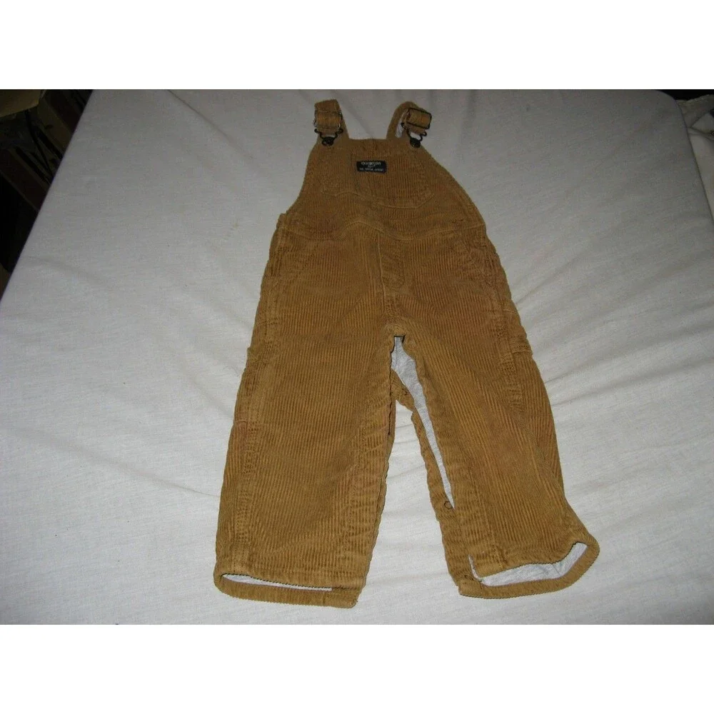 Oshkosh Bgosh B'Gosh Vestbak Tan Brown Corduroy Lined Overalls 18 Months